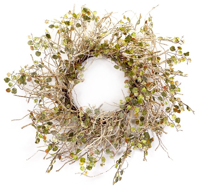 Birch Branch Wreath With Mini Leaves