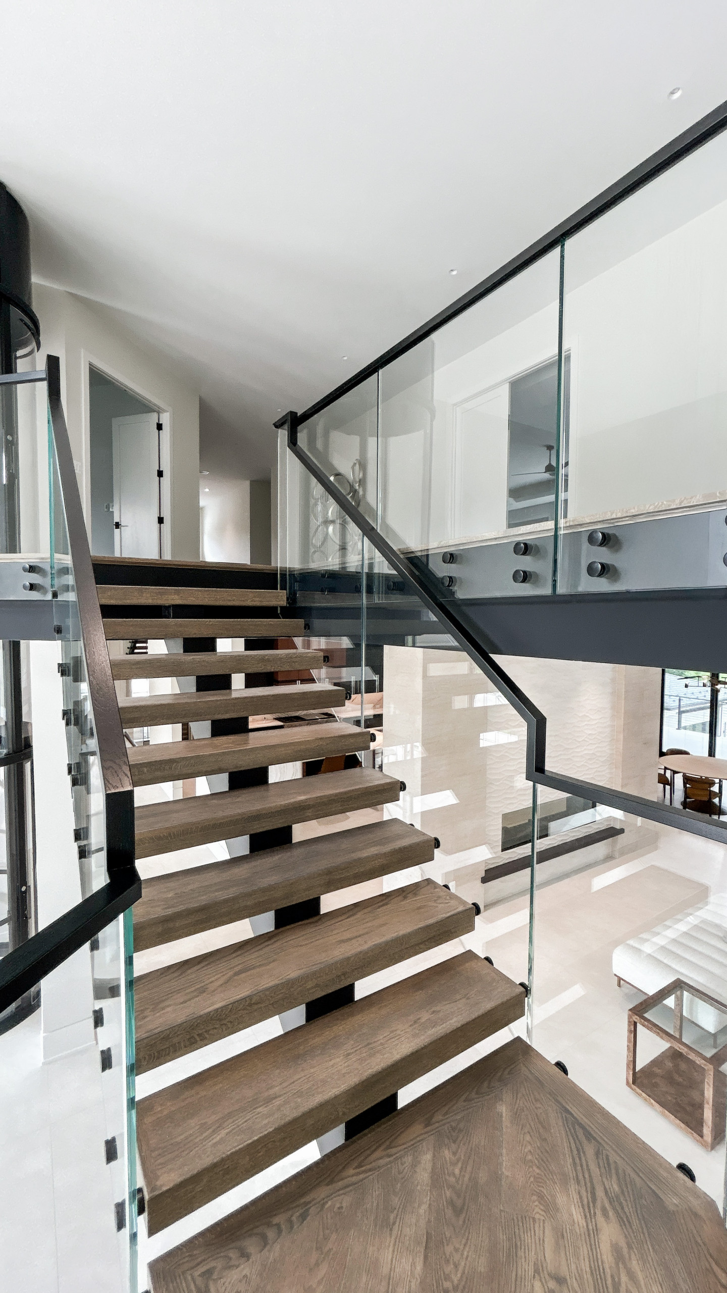 Project #159 | Modern Foyer Stair with Stand-off Glass Railing