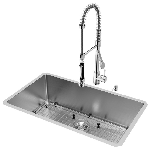 VIGO All-In-One Mercer Stainless Steel Undermount Kitchen Sink Set, 32"