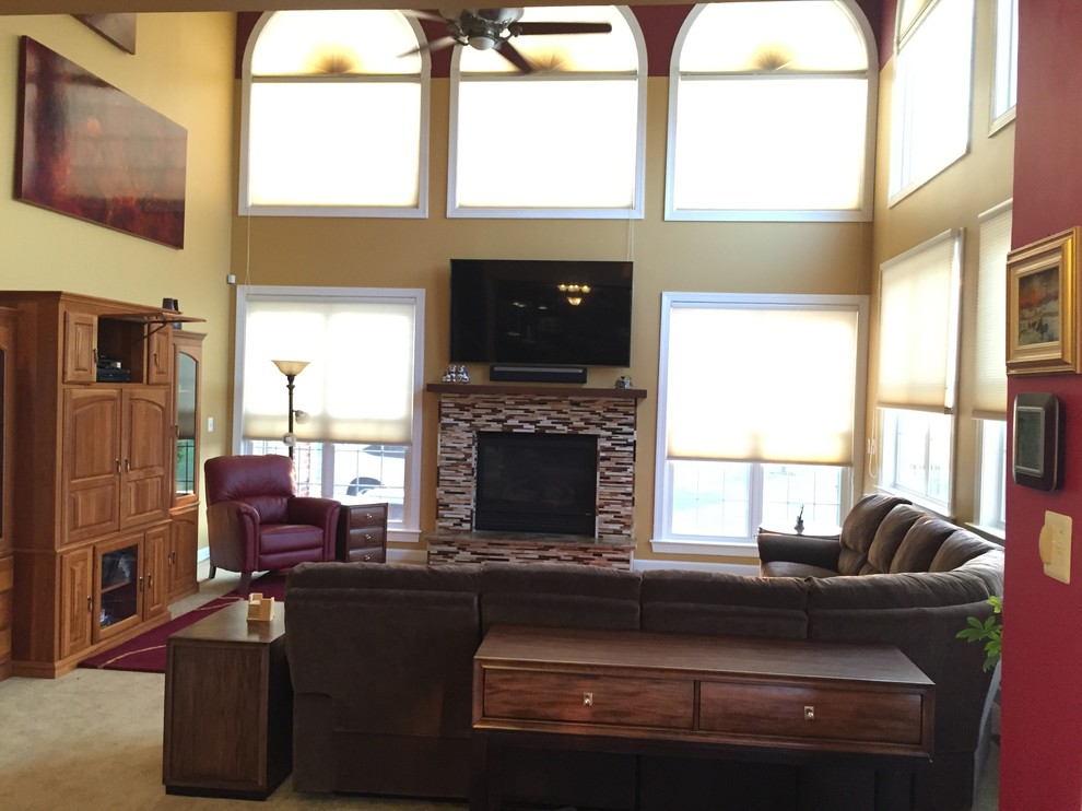 Two-Story Family Room - Made Warm and Cozy