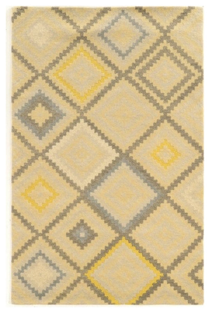 Linon Aspire Stitch Hand Tufted Wool 96" x 132" Rug in Natural