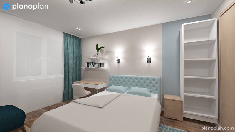 Яркая однокомнатная квартира с гардеробной и без (2 варианта планировки)