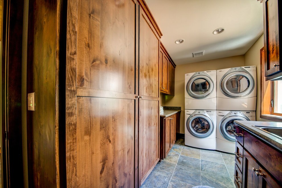 Laundry room - rustic laundry room idea in Orange County