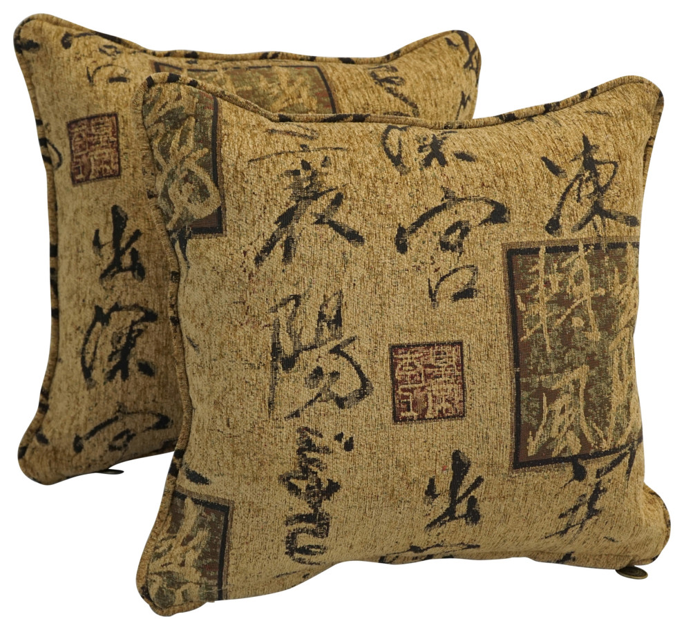 18" DoubleCorded Jacquard Chenille Square Throw Pillows, Set of 2