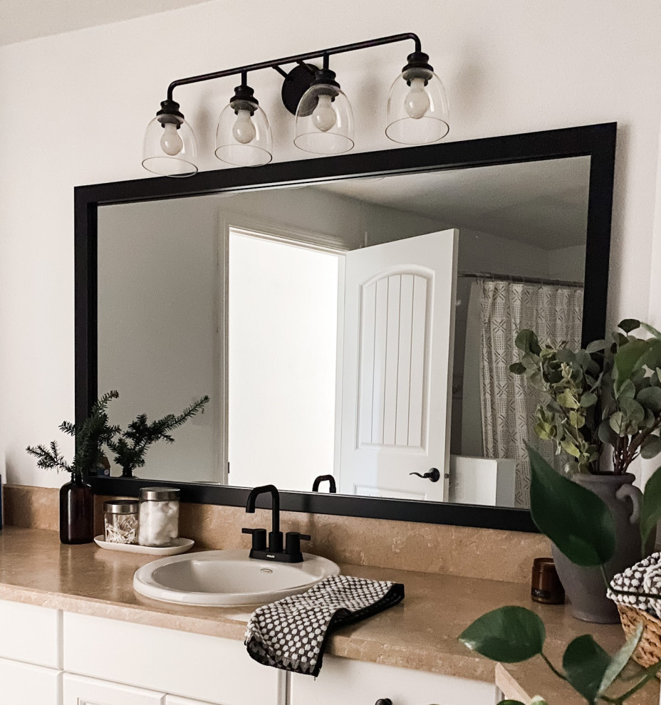 Meade Black Framed Mirror Transitional Bathroom Mirrors by