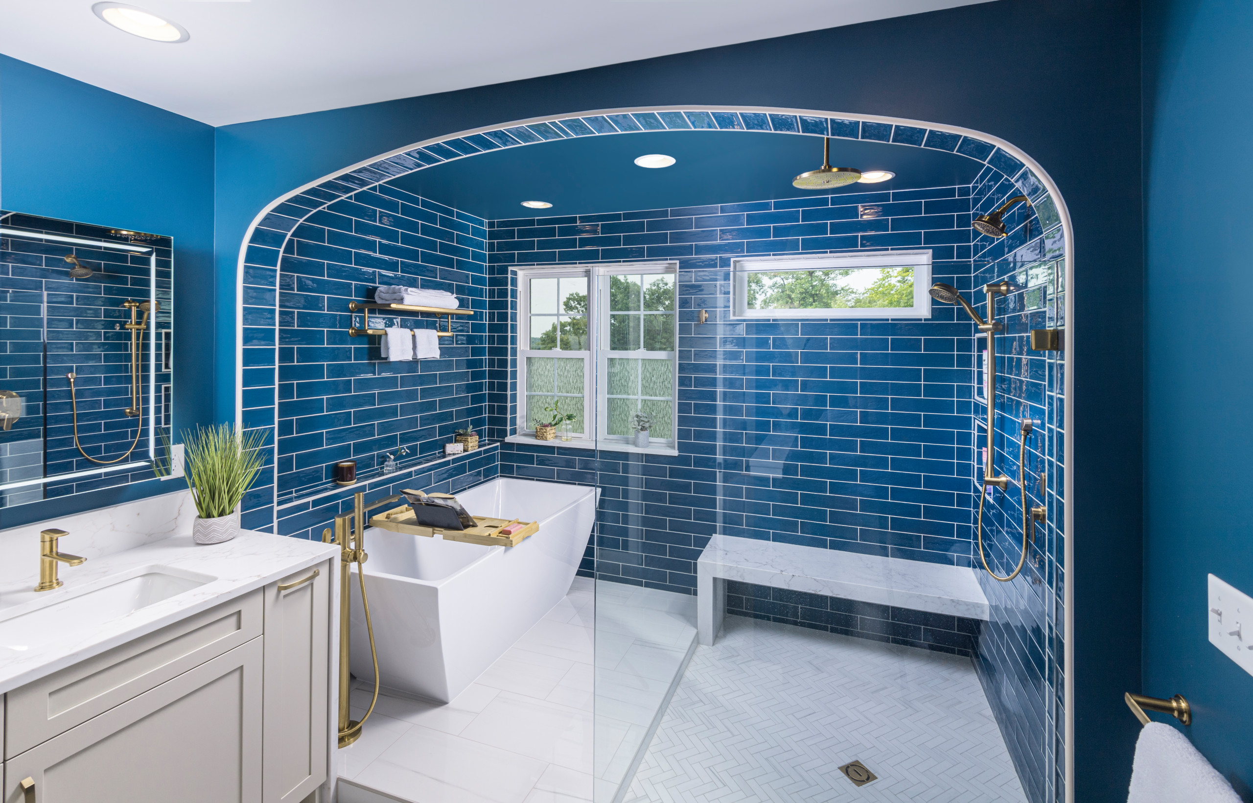 Beyond Beige - A Bold Blue Master Bath Transformation in Harrisburg, PA