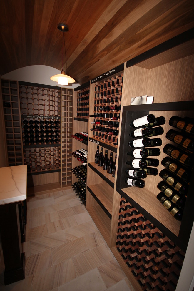 Design ideas for a contemporary wine cellar in Brisbane.