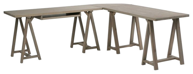Atlin Designs L Shaped Home Office Desk In Distressed Gray