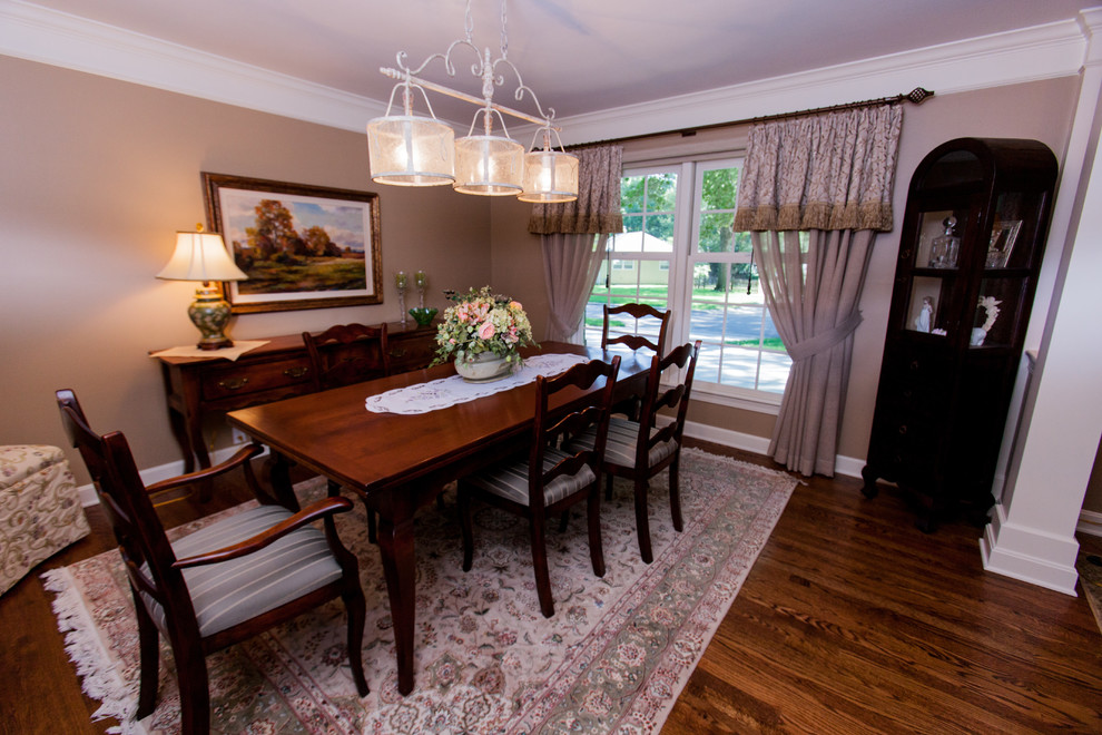 This is an example of a transitional dining room in Kansas City.