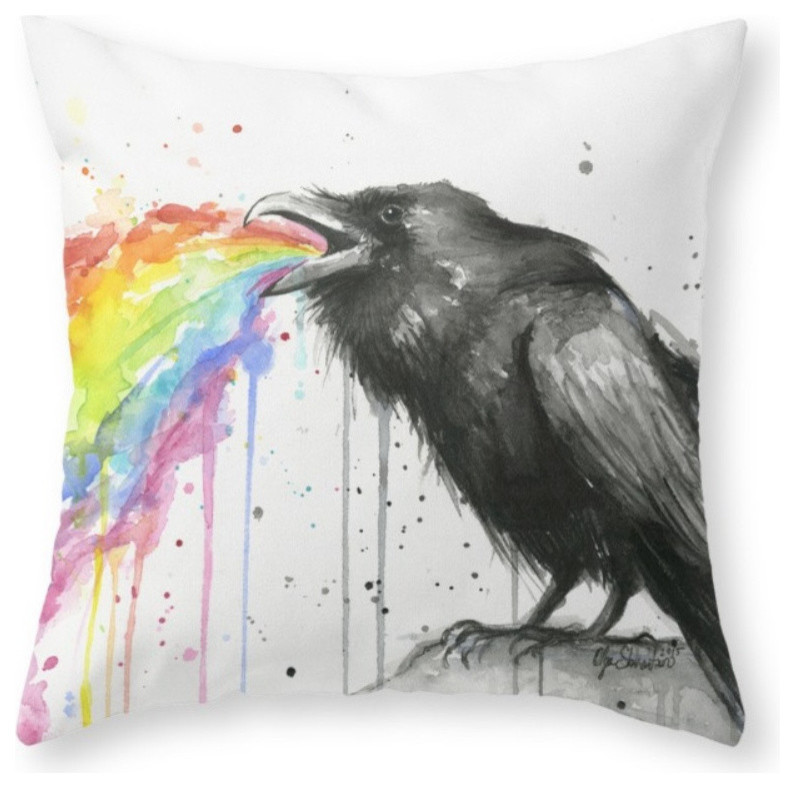 Society6 Raven Tastes The R, Throw Pillow, Indoor Cover, 18"x18", Pillow Insert