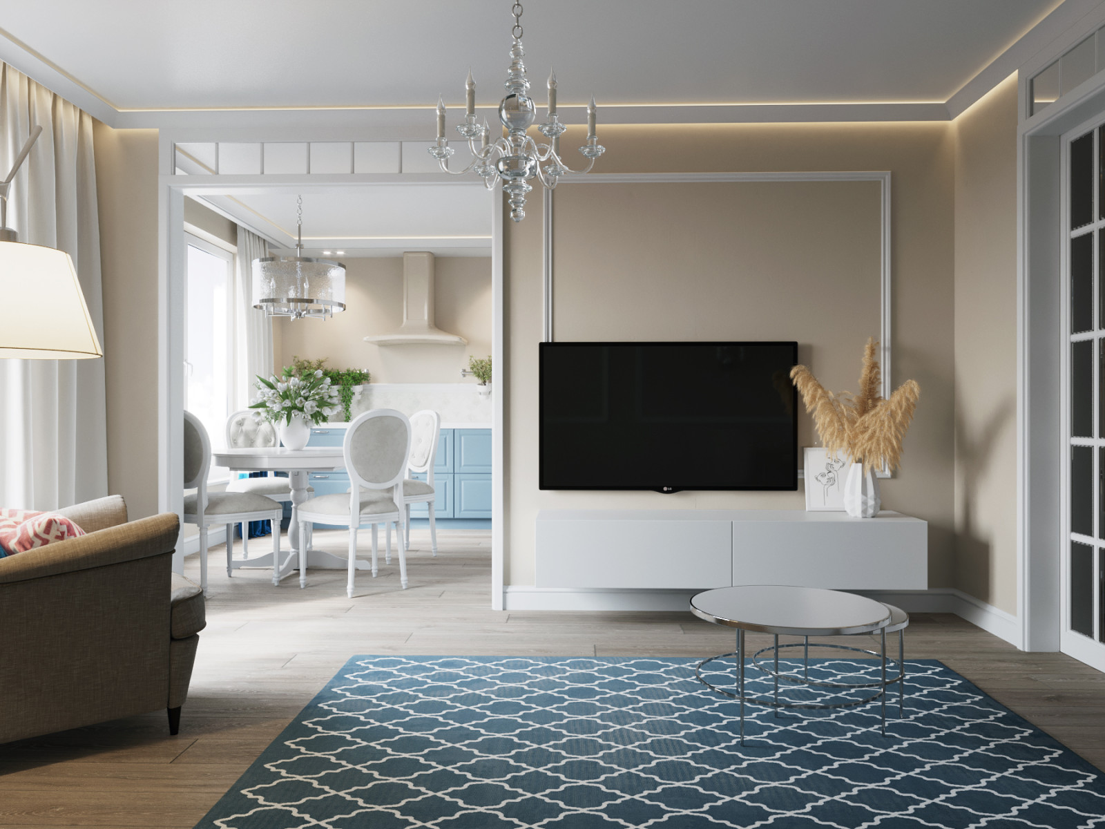 Квартира в голубых тонах в Новой Боровой