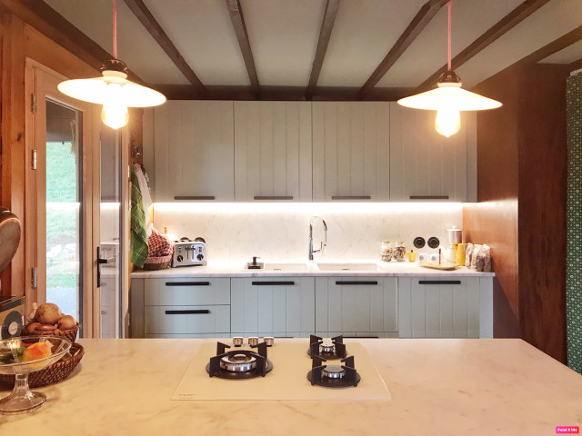 Chalet au bord du lac rustic-kitchen