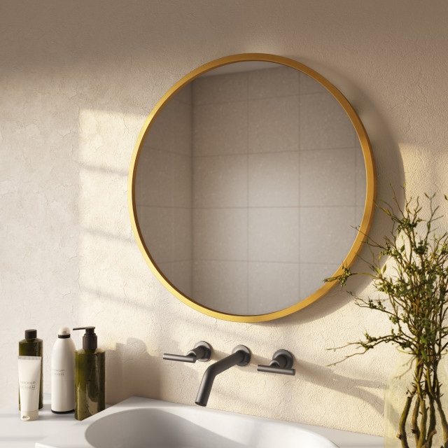 Bali Modern Round Wall Mirror, Modern Round Mirrors For Bathroom