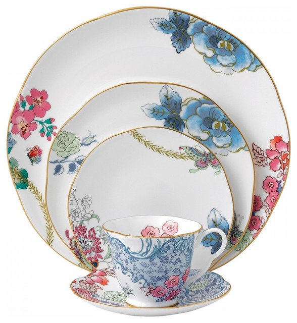 Wedgwood Butterfly Bloom 40 Piece China Set Contemporary Dinnerware