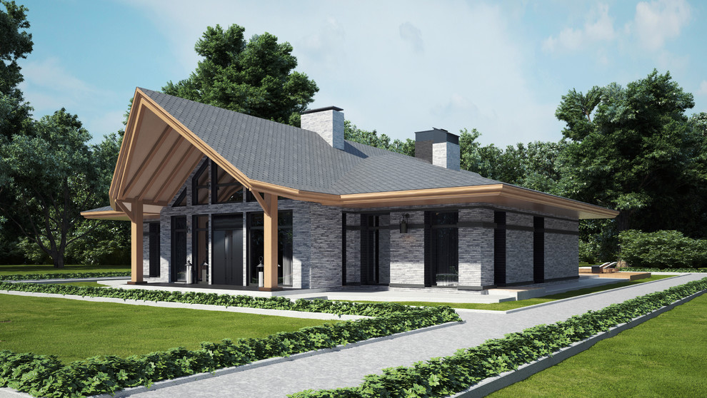 Одноэтажный дом с открытым бассейном