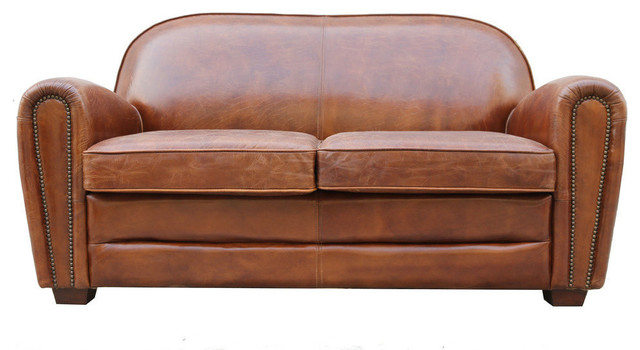 Pasargad Home Paris Club Genuine, Leather Club Sofa