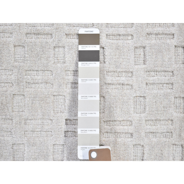 Tone on Tone Repetitive Squared Design Wool and Silk Hand Loomed Rug 2 ...