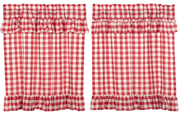 Farmhouse Kitchen Curtains Jenna Buffalo Check Tier Rod Pocket