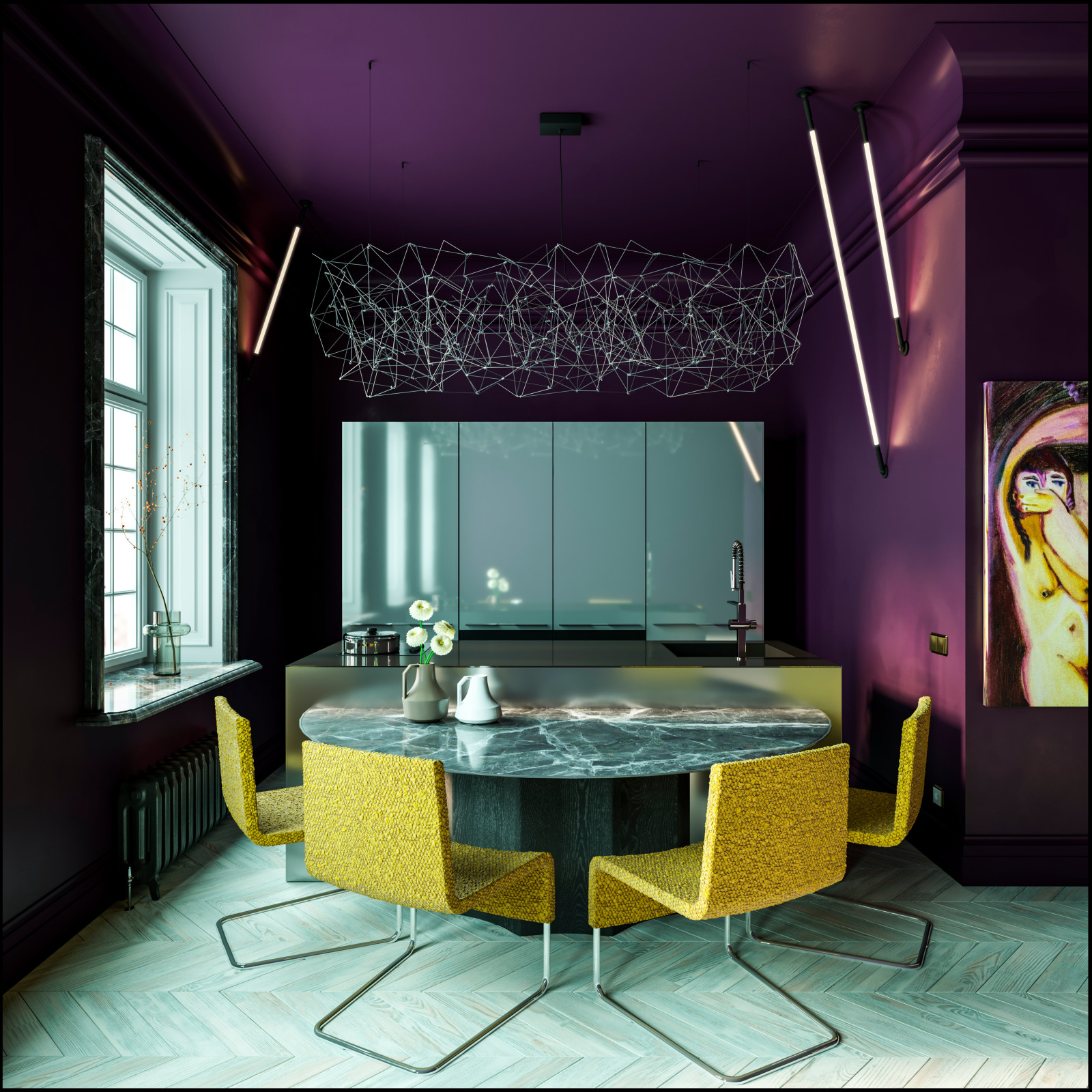 Дизайн не для всех в 3-хкомнатной сталинке 120 м2 на Малой Ордынке