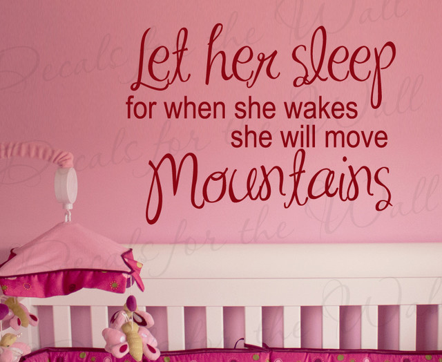 Wall Sticker Decal Quote Vinyl Art Let Her Sleep She Will Move Mountains B02