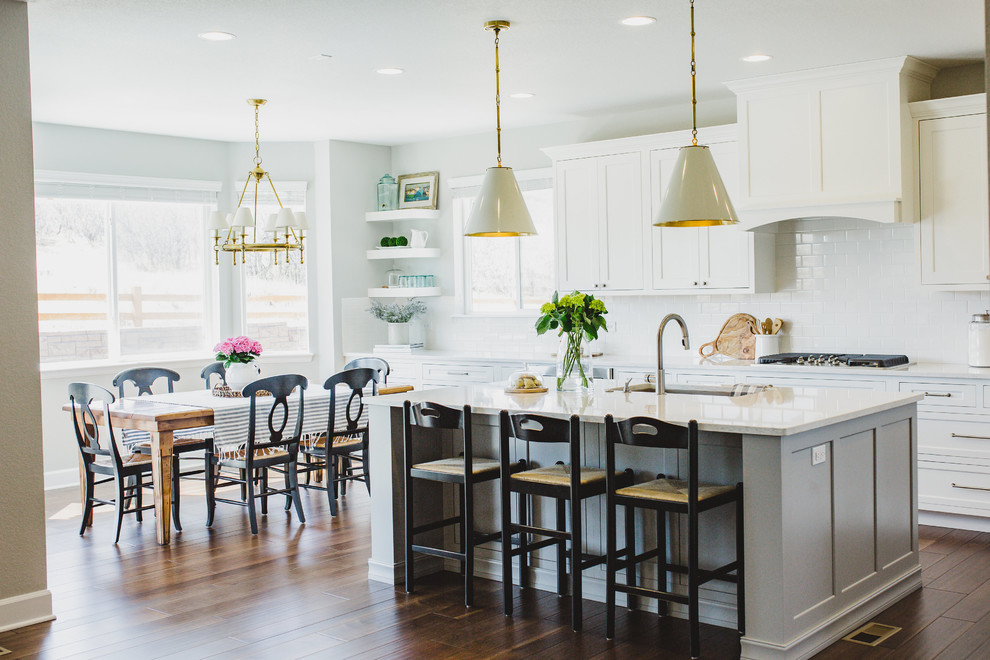 Example of a transitional kitchen design in Denver
