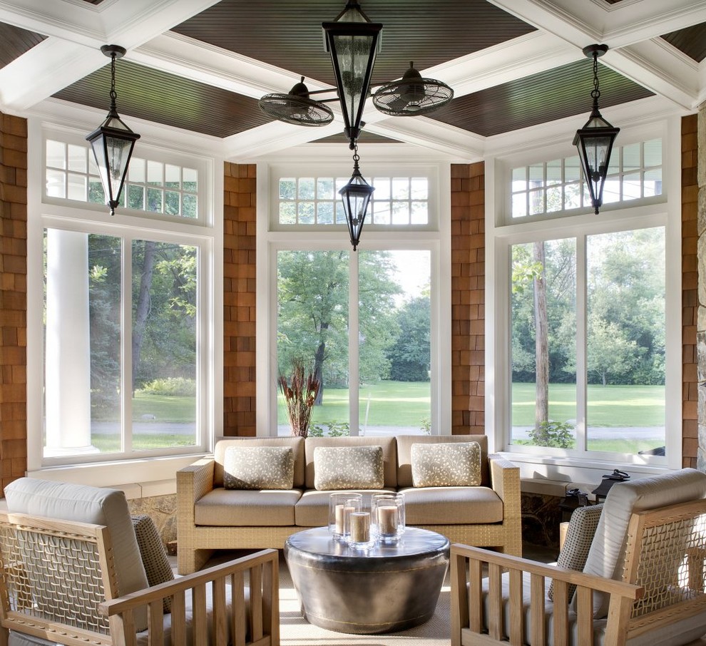 Photo of a traditional sunroom in Chicago with a standard ceiling.