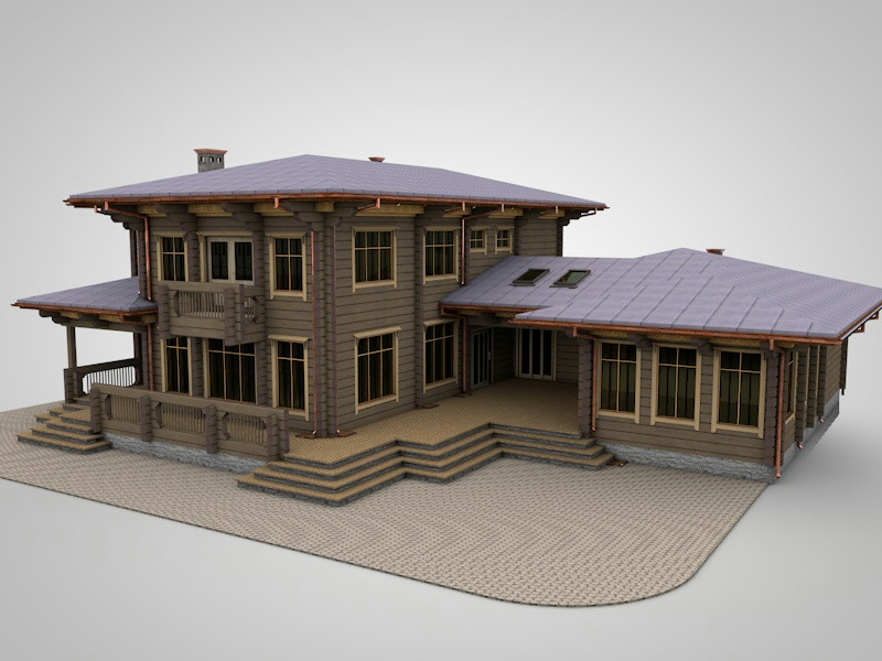 Двух этажный дом из клееного бруса с баней 325 м.кв.