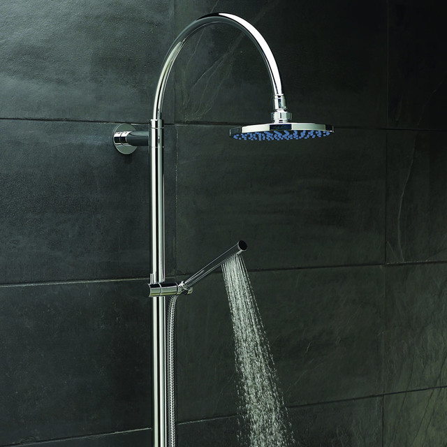 Minimalist Rigid Riser With Diverter For Rain Head Shower or Handset