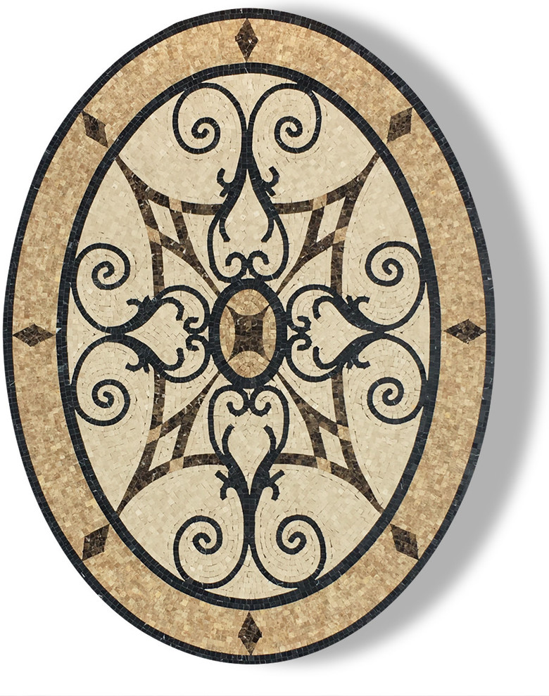 Mosaic Oval Polished Floor Medallions Tile Medallion Marble Inlay 36