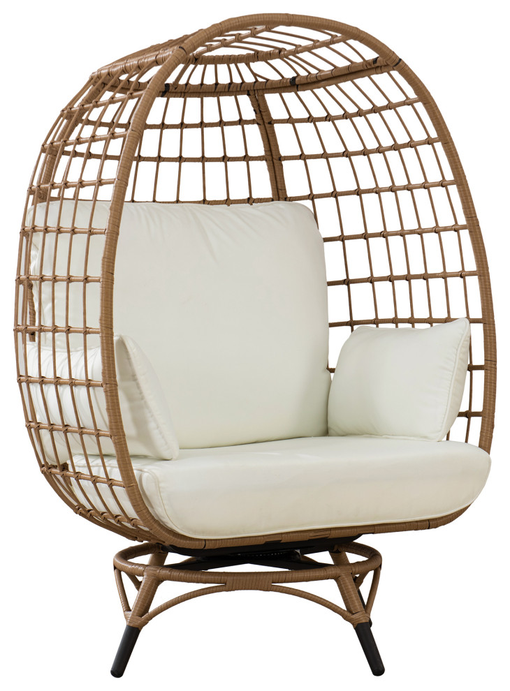 Sunjoy Light Brown Swivel Egg Cuddle Chair - Modern - Outdoor Lounge ...