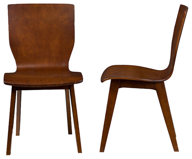 Elsa Bent Wood Dining Chair, Walnut Dark Brown, Set Of 2