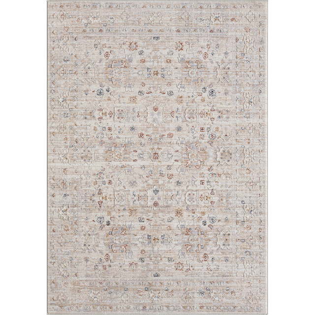 Alistaire Ivory/Rust/Multi Bordered Classic High-Low Area Rug, 7'9" X 9'9"
