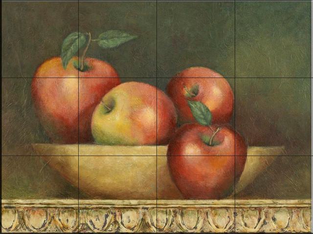 Tile Mural, Red Apple Still Life by John Zaccheo