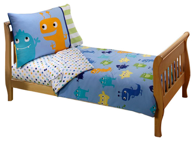 Monsters 4 Piece Toddler Bedding Set Contemporary Kids Bedding