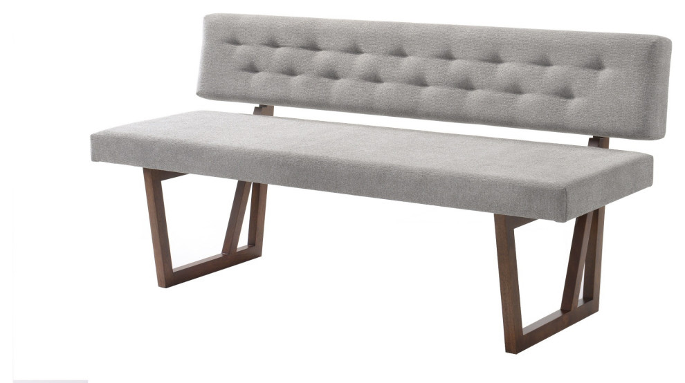 Modrest Jordan Modern Gray and Walnut Dining Bench Transitional