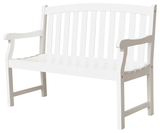Vifah Bradley Outdoor Bench in White Transitional Outdoor Benches