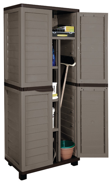 Starplast Heavy Duty Vertical Partition Cabinet With 4 Shelves Mocha Brown Transitional Storage Cabinets By Starplast