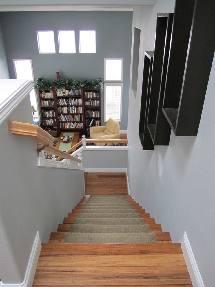 Design ideas for a mid-sized transitional staircase in Portland.