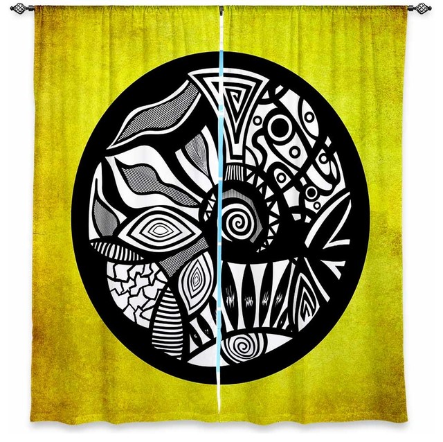 Abstract Circle Yellow Window Curtains, 40"x61", Lined