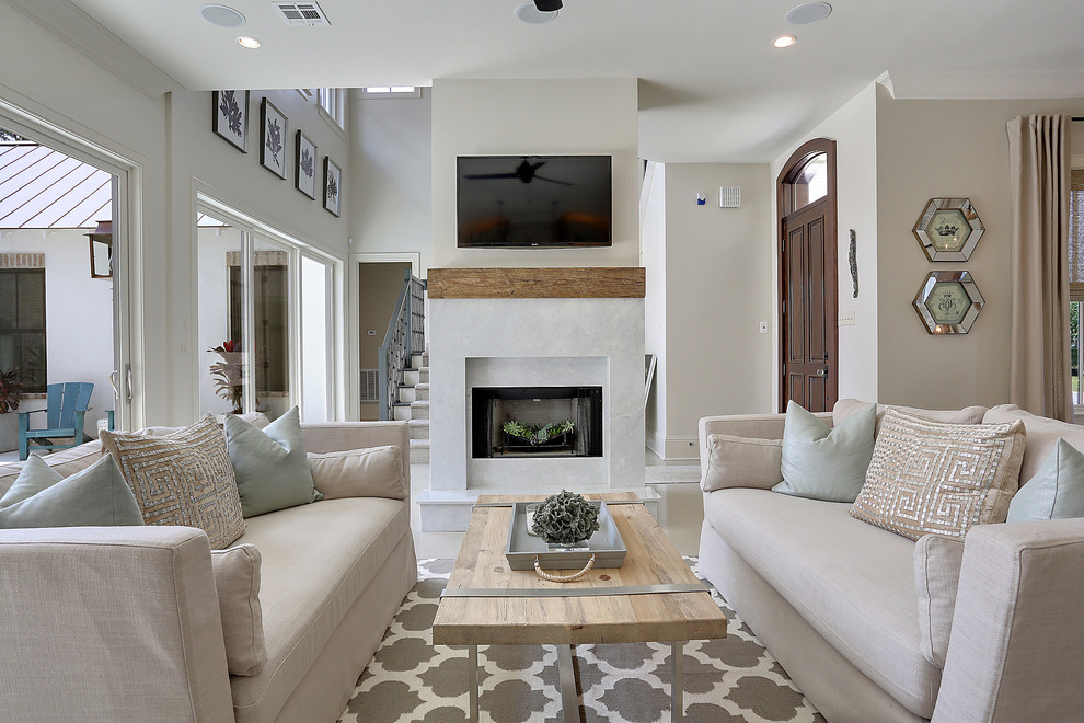 This is an example of a contemporary family room in New Orleans.