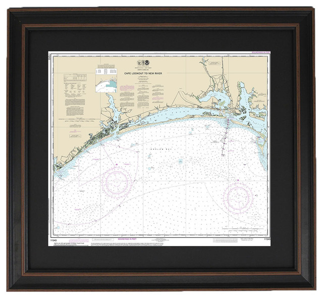 Framed Nautical Chart Outer Banks Cape Lookout To New River Framed Nautical Chart Outer Banks Cape Lookout To New River Traditional Prints And Posters By Topo Maps