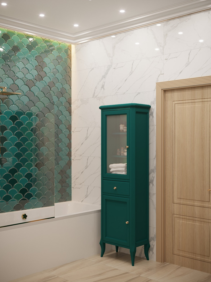 Ванна в зелёных тонах