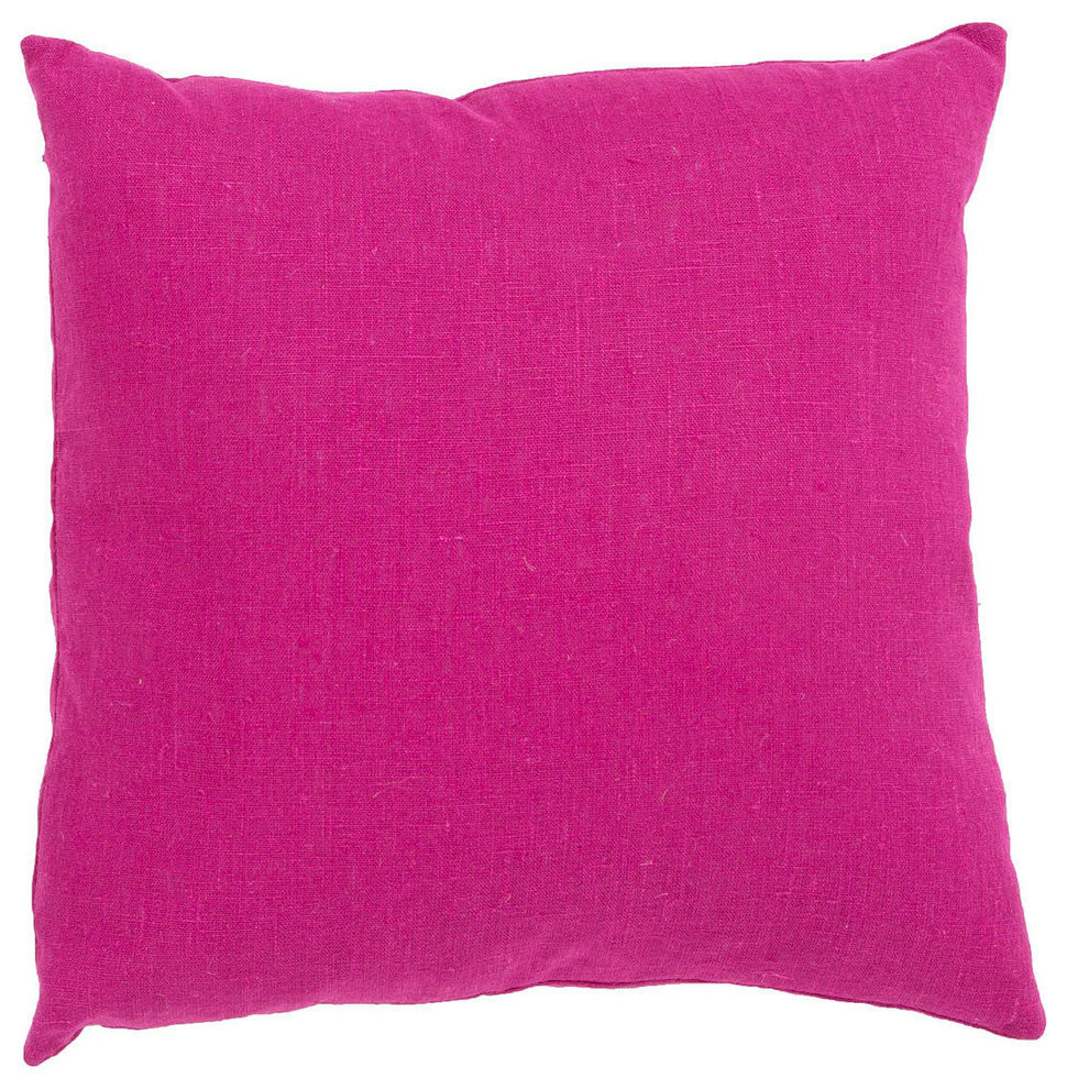 Pink color linen linen poly fill pillow 20"x20"