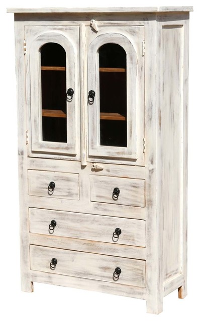 Mangilao White Mango Wood Gl Door 4 Drawer Rustic Armoire Closet Mangilao White Mango Wood Gl Door 4 Drawer Rustic Armoire Closet