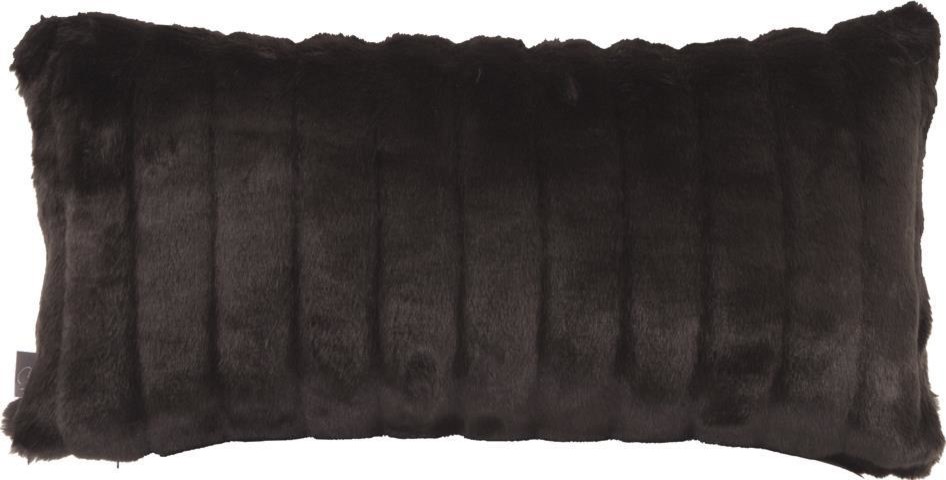 HOWARD ELLIOTT Kidney Pillow Throw 11x22 22x11 Black Acrylic Faux Fur