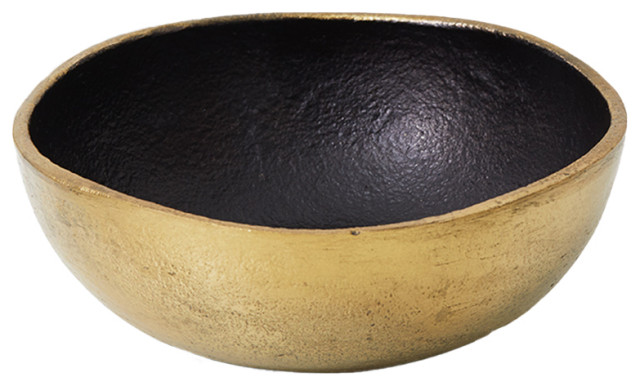 Serene Spaces Living Decorative Black & Gold Bowl, 5.5" Diameter & 2" Tall