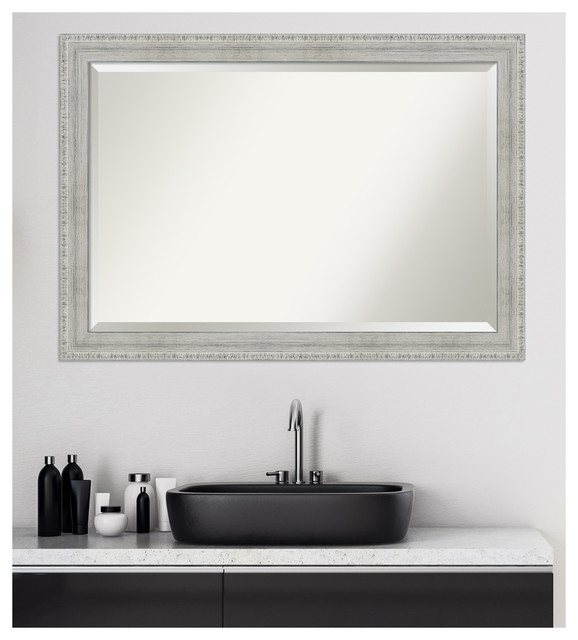 Bathroom Vanity Mirror Rustic White Wash Wood, 40"x28" - Farmhouse ...