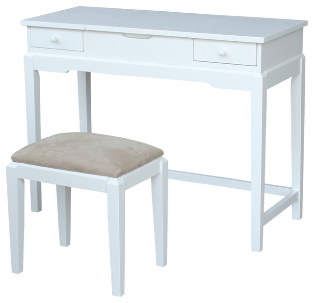 Juleanne Vanity Table With Bench Transitional Bedroom Makeup Juleanne Vanity Table With Bench Snow White