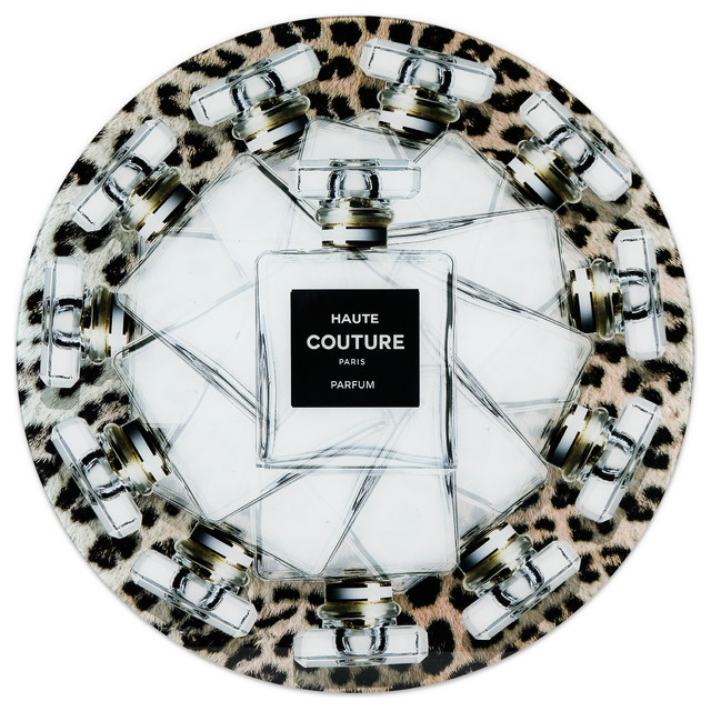 "Haute Couture" Round Wall Art Frameless Free Floating Tempered Glass