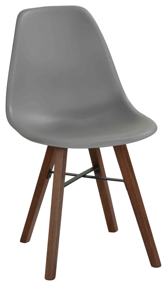 Cortesi Home Xena Walnut/Gray Plastic Dining Chairs, Set of 4